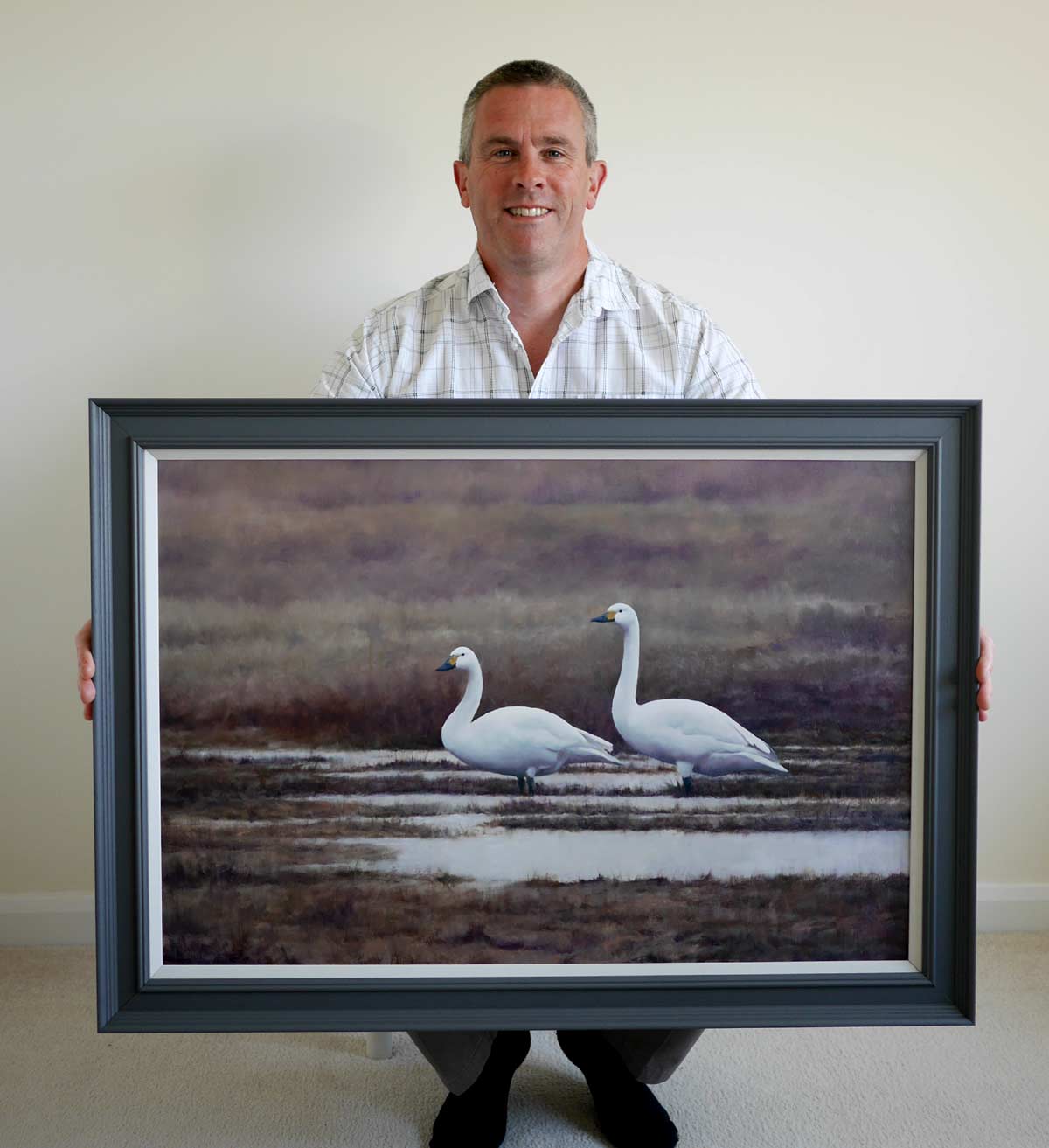 Bewick's Swans painting Bird Art by Chris Lodge